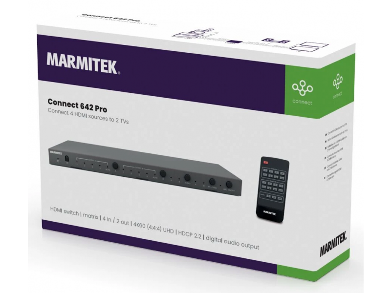 Marmitek Connect 642 Pro HDMI switch matrix 4K - 4 in / 2 uit