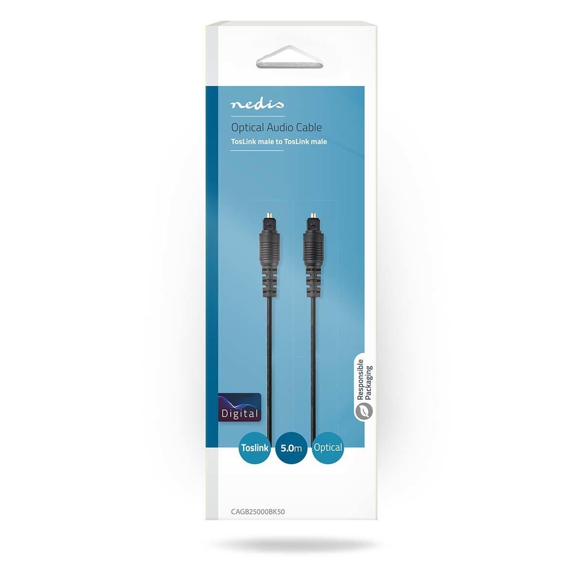 Nedis Optische audio kabel van TosLink male naar TosLink male, lengte 2 meter