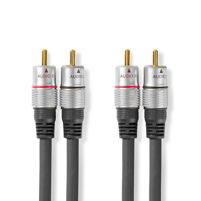 Nedis Stereo audio kabel met 2x 2 vergulde phono Tulp connectoren