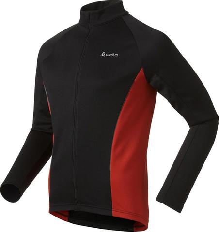 Odlo Bike standup collarWARM fietsshirt lange mouwen zwart met rood heren