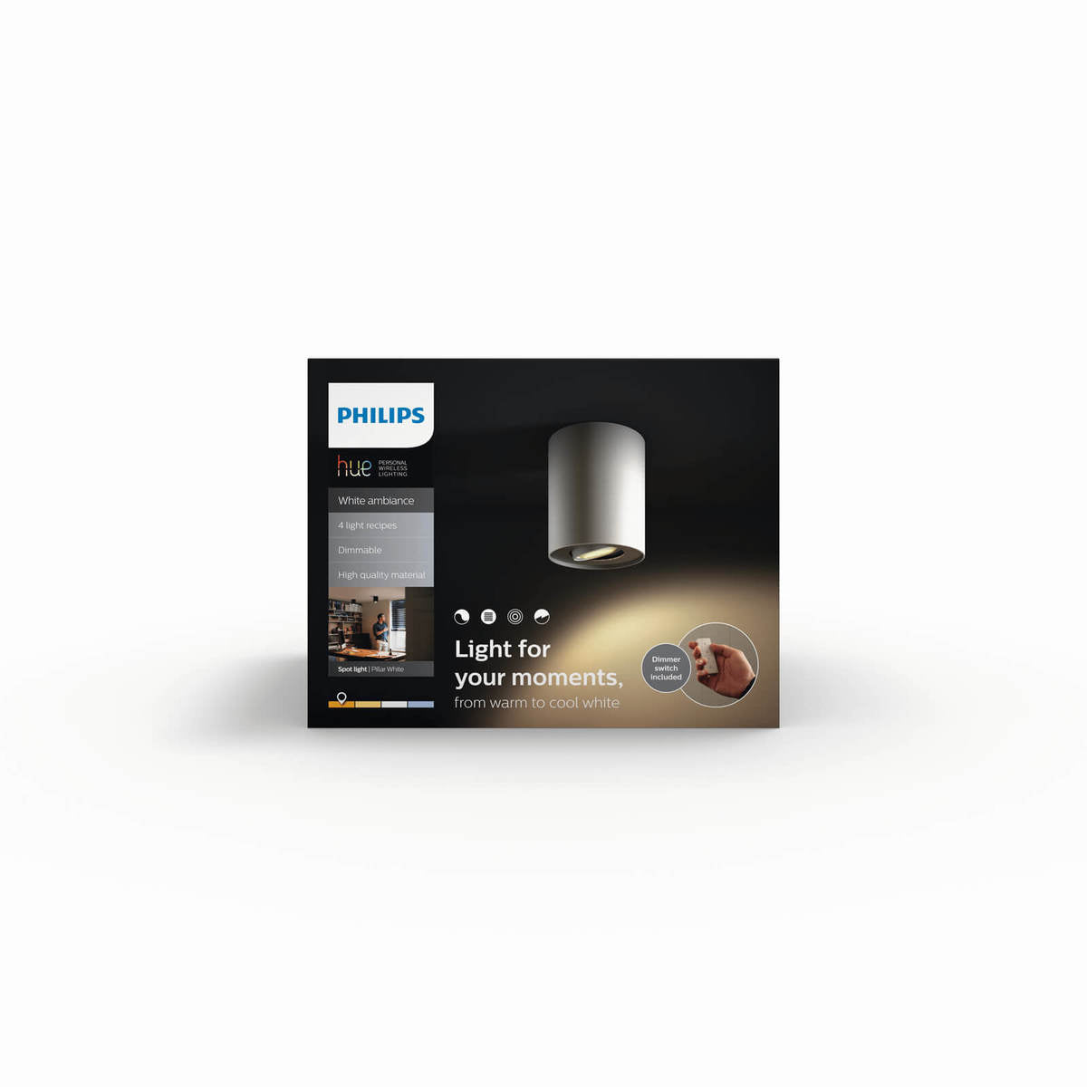 Philips PILLAR HUE single wit met dimmerswitch