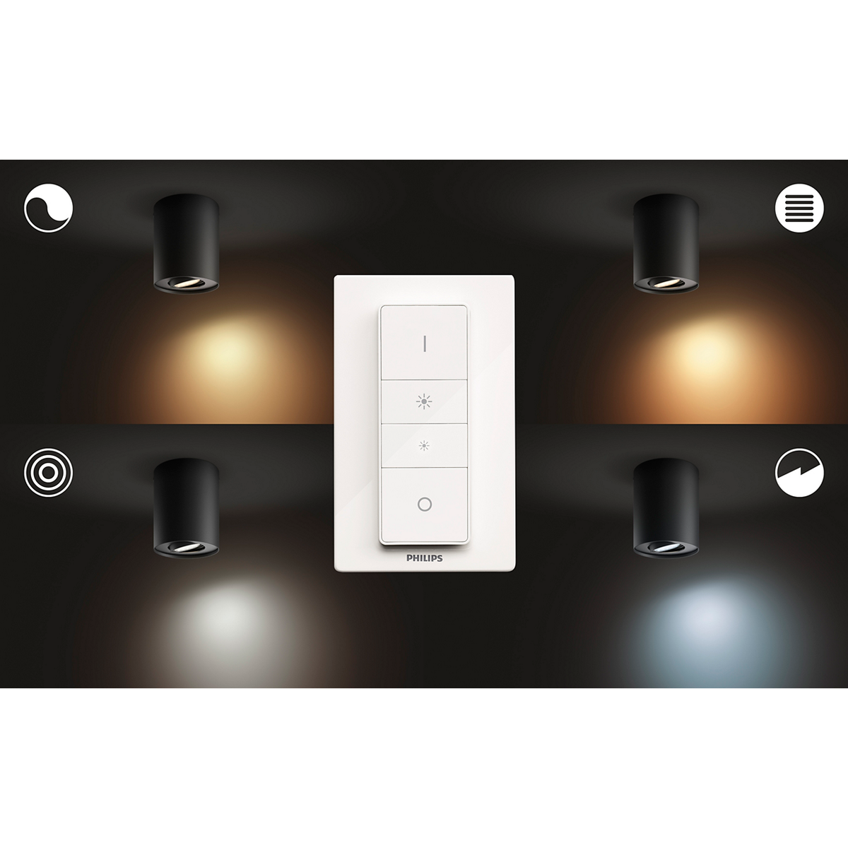 Philips PILLAR HUE single zwart met dimmerswitch