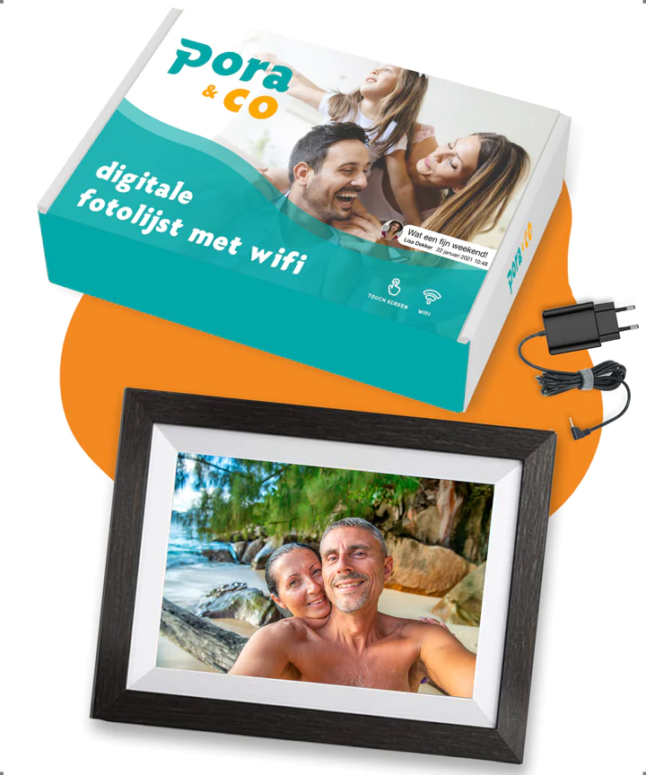 Pora & Co Digitale fotolijst 10 inch met WiFi en Frameo App zwart