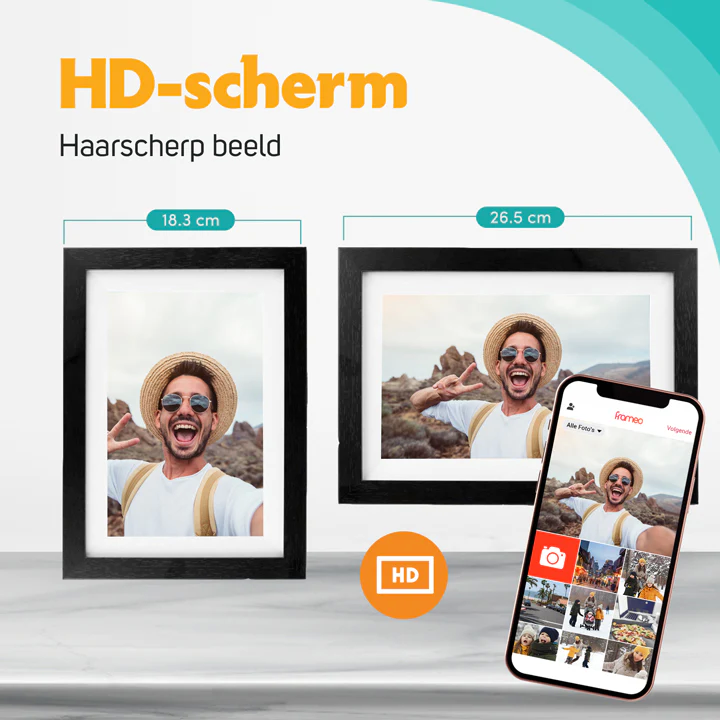 Pora & Co Digitale fotolijst 10 inch met WiFi en Frameo App zwart