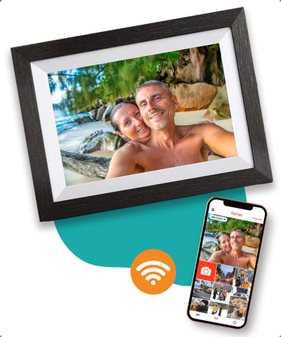 Pora & Co Digitale fotolijst 8 inch met WiFi en Frameo app zwart hout