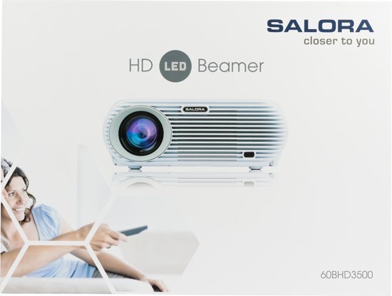 Salora 60BHD3500 HD LED beamer met HDMI, USB, mediaplayer en analoge TV-tuner