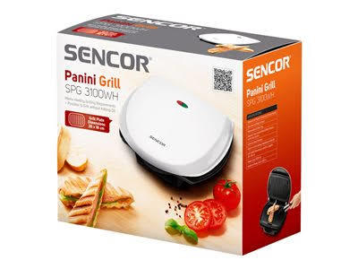 Sencor SPG3100WH Panini grill en tosti ijzer, let op deksel wordt heet