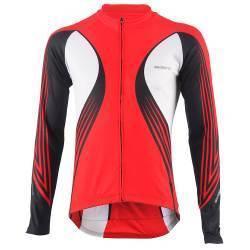 Shimano Print Shirt fietsshirt lange mouwen rood met zwart en wit heren