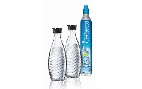 Sodastream Crystal Black +2 Bottle Value met 2 glazen karaffen en CO2 cilinder