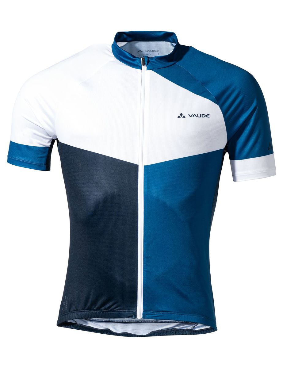 Vaude Posta FZ Tricot fietsshirt korte mouwen blauw met wit heren