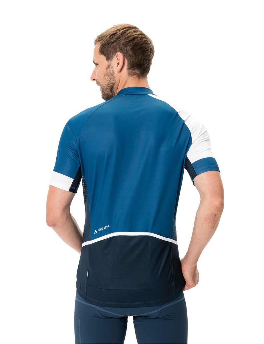 Vaude Posta FZ Tricot fietsshirt korte mouwen blauw met wit heren