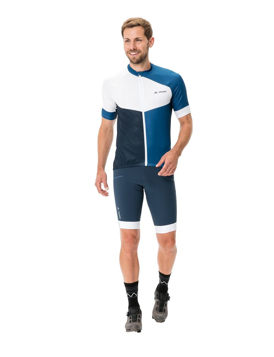 Vaude Posta FZ Tricot fietsshirt korte mouwen blauw met wit heren